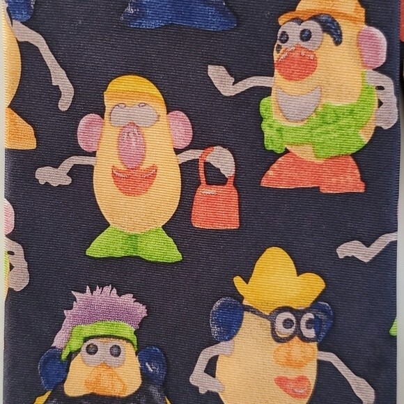 RM STYLE MR POTATO HEAD/MRS POTATO HEAD BLUE MEN'S SILK NOVELTY TIE 3.5 by 56" - Picture 1 of 8
